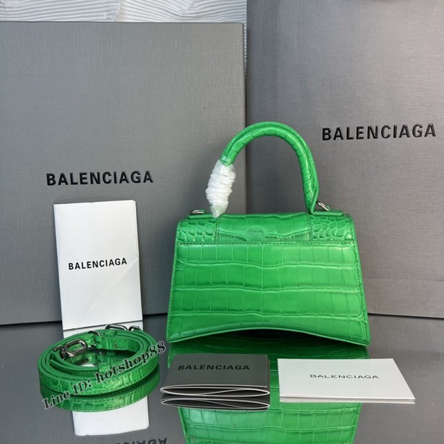 Balenciaga專櫃爆款新色mini號鱷魚春綠色-銀扣沙漏包 巴黎世家Hourglass沙漏包 fyj1958